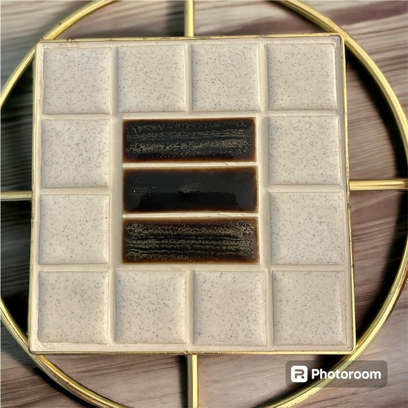 Vintage Mid Century Modern Mosaic Tile Trivet Set of 2 Brass Base Stoppers - Picture 3 of 6